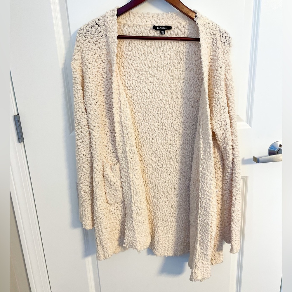 Racheal knit textured long cardigan in cream
